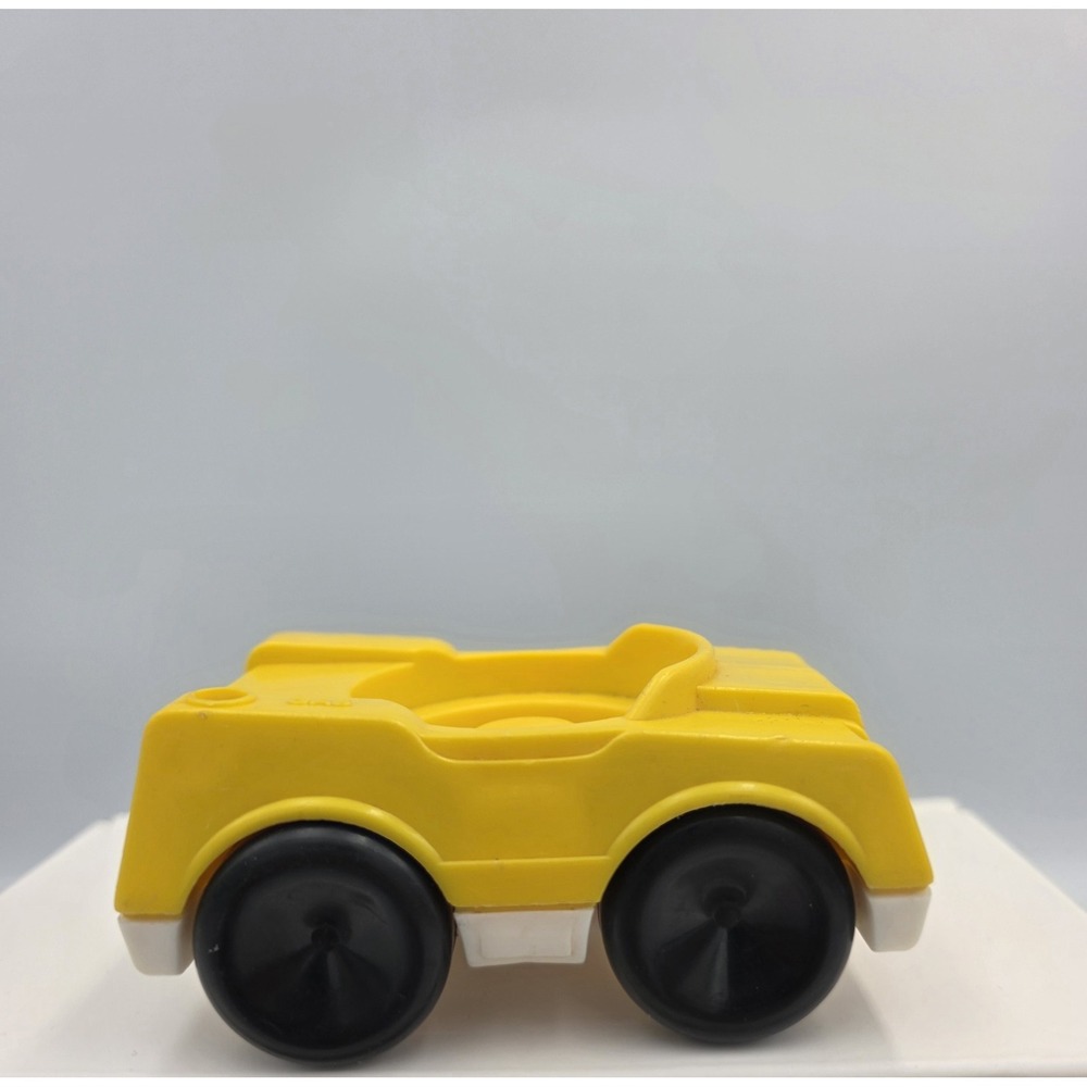 Vtg Fisher Price Little People Yellow & White One Seater Black Tires Car Plastic